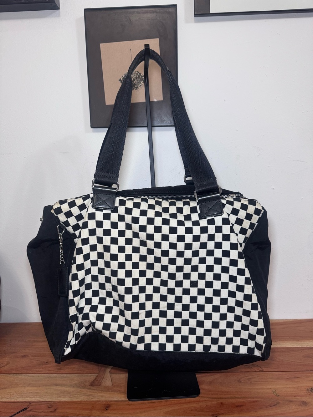 Kipling Black & White Checker Tote Bag - Women